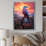 Pink and yellow Tropical Toucan jungle sunset - Toucan Framed Canvas Art
