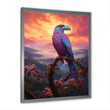 Pink and yellow Tropical Toucan jungle sunset - Toucan Framed Canvas Art