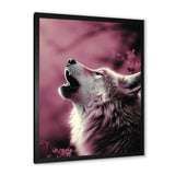 Pink Howling wolf at sunset - Wolf Wall Decor