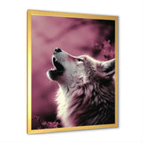 Pink Howling wolf at sunset - Wolf Wall Decor