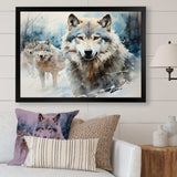 Snow Wolves in winter I - Animals Canvas Wall Art