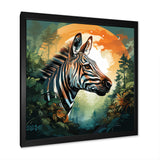 Elegant sunset Zebra portrait - Zebra Framed Canvas Art