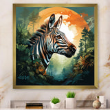 Elegant sunset Zebra portrait - Zebra Framed Canvas Art