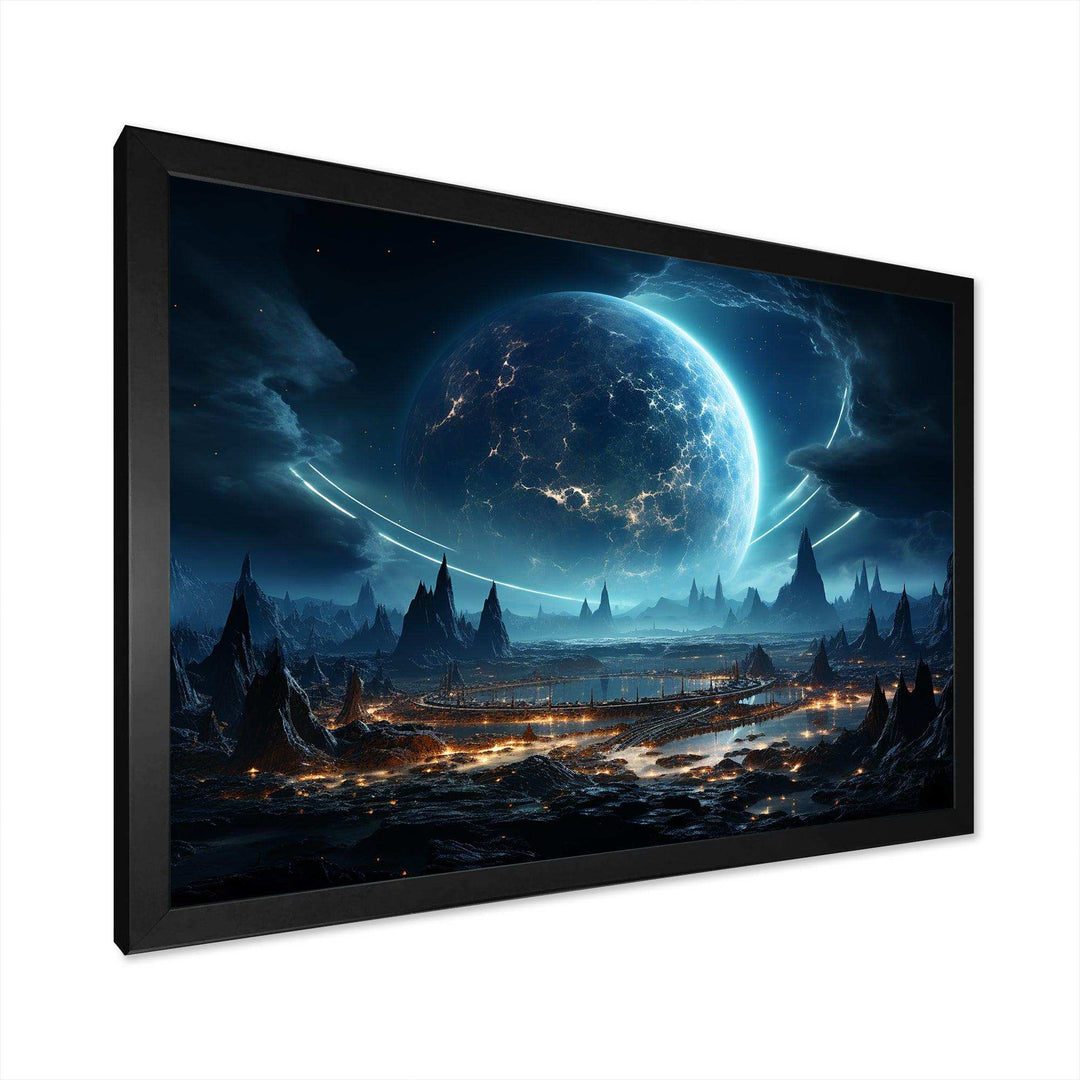 White and blue cosmic space landscape I - Astronomy &amp; Space Canvas Wall Art