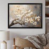 Gold and Grey floral tree serenity - Bird Wall Art Prints