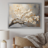 Gold and Grey floral tree serenity - Bird Wall Art Prints
