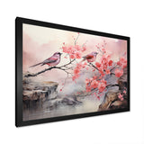 Sakura Pink birds on pink blossom tree - Pink Bird Wall Art
