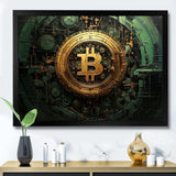 Gold and green bitcoin Crypto Currency - Fashion Canvas Wall Art