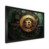 Gold and green bitcoin Crypto Currency - Fashion Canvas Wall Art