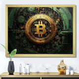 Gold and green bitcoin Crypto Currency - Fashion Canvas Wall Art