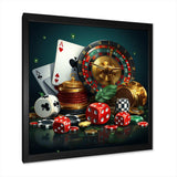 Casino gambling icons poker II - Architecture Canvas Wall Art