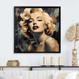 Vintage yellow and beige Marilyn Manroe III - Fashion Canvas Wall Art