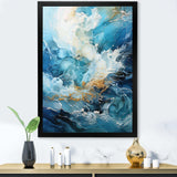 Modern blue goldn Wave Symphony II - Abstract Canvas Wall Art