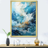 Modern blue goldn Wave Symphony II - Abstract Canvas Wall Art