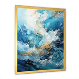 Modern blue goldn Wave Symphony II - Abstract Canvas Wall Art