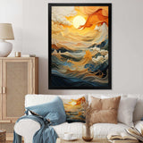 Orange bold waterfall sunrise III - Abstract Canvas Wall Art