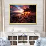 Pink and orange coastal sky I - Coastal Canvas Wall Art