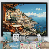 Capri Italy Blue A Mediterranean village I - Landscapes Canvas Wall Art