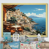 Capri Italy Blue A Mediterranean village I - Landscapes Canvas Wall Art