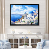 Santorini Greece coastal village serenity  II - Landscapes Canvas Wall Art