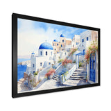 Blue and white Santorini village  I - Landscapes Canvas Wall Art