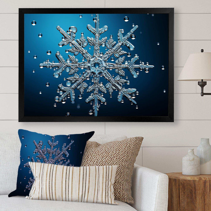 Blue snowflake holiday II - Landscapes Canvas Wall Art