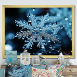 Blue snowflake holiday III - Landscapes Canvas Wall Art