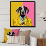 Yellow and pink Fashion first suited dog - Pink Dog Wall Art