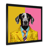 Yellow and pink Fashion first suited dog - Pink Dog Wall Art