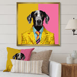 Yellow and pink Fashion first suited dog - Pink Dog Wall Art