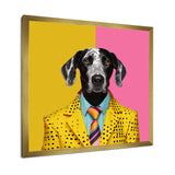 Yellow and pink Fashion first suited dog - Pink Dog Wall Art