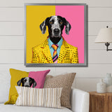 Yellow and pink Fashion first suited dog - Pink Dog Wall Art