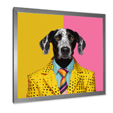 Yellow and pink Fashion first suited dog - Pink Dog Wall Art