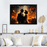 Black and orange Harlem Renaissance jazz couple - People Canvas Wall Art