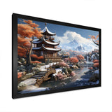 Asian snow landscape temple serenity II - Landscapes Canvas Wall Art