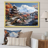 Asian snow landscape temple serenity II - Landscapes Canvas Wall Art