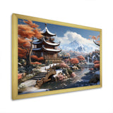 Asian snow landscape temple serenity II - Landscapes Canvas Wall Art