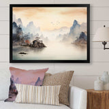 Grey Tranquil Chinese landscape serenity II - Landscapes Canvas Wall Art