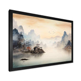 Grey Tranquil Chinese landscape serenity II - Landscapes Canvas Wall Art