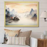 Grey Tranquil Chinese landscape serenity II - Landscapes Canvas Wall Art