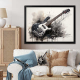 Brown Charcoal Guitar Vibrations II - Music Canvas Wall Art