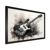 Brown Charcoal Guitar Vibrations II - Music Canvas Wall Art