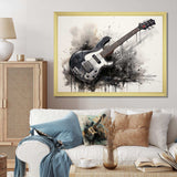 Brown Charcoal Guitar Vibrations II - Music Canvas Wall Art