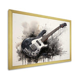 Brown Charcoal Guitar Vibrations II - Music Canvas Wall Art