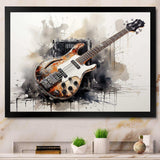 Brown Charcoal Guitar Vibrations IV - Music Canvas Wall Art