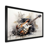 Brown Charcoal Guitar Vibrations IV - Music Canvas Wall Art