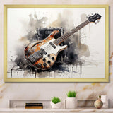 Brown Charcoal Guitar Vibrations IV - Music Canvas Wall Art