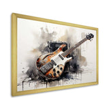 Brown Charcoal Guitar Vibrations IV - Music Canvas Wall Art