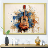 Earthy Brown Guitar melody - Music Canvas Wall Art