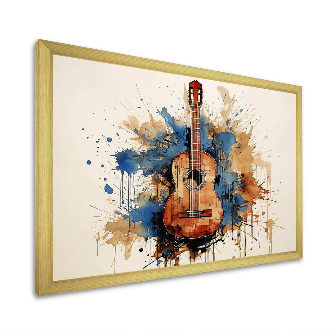 Earthy Brown Guitar melody - Music Canvas Wall Art